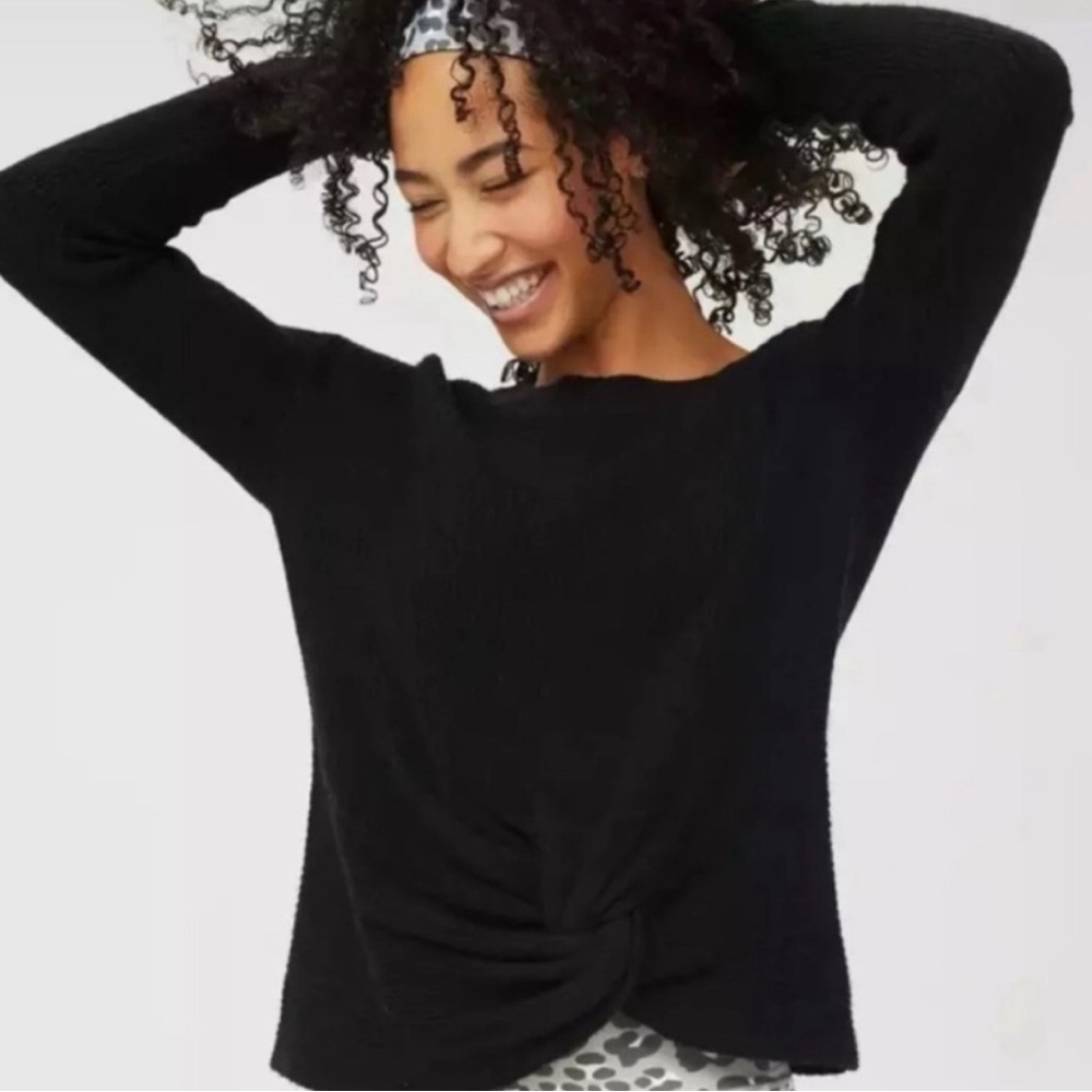 AE Offline Black Knit Sweater with Side Twist Detail